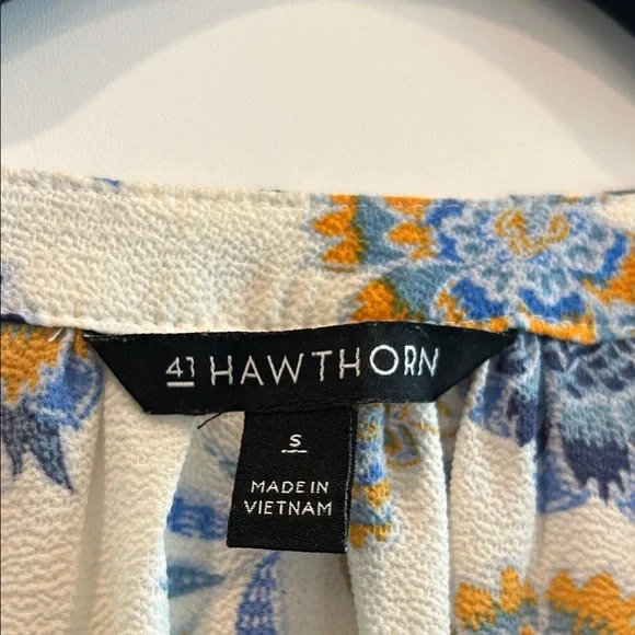 41 Hawthorn Women's Floral Blouse - Blue and Yellow - Picture 2 of 6